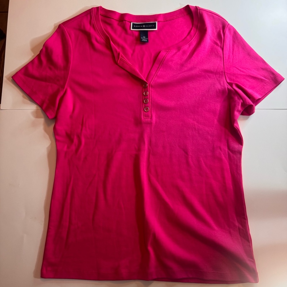 Karen Scott Fuchsia Short Sleeve Top